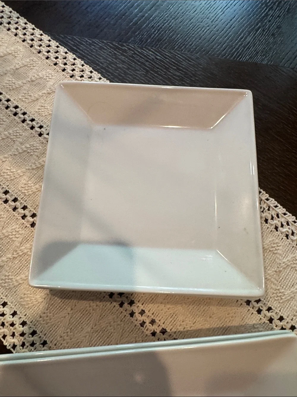 White Square Ceramic Dinner and Salad Plate Set